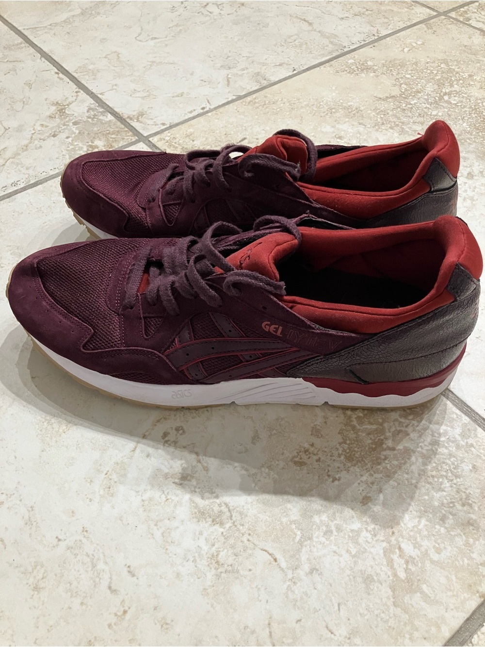ASICS Men's Burgundy and Red Lace-Up Sneakers - Picture 4 of 5